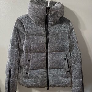 Women’s Moncler Sparkling Bandama Silver Down Jacket. Size 2